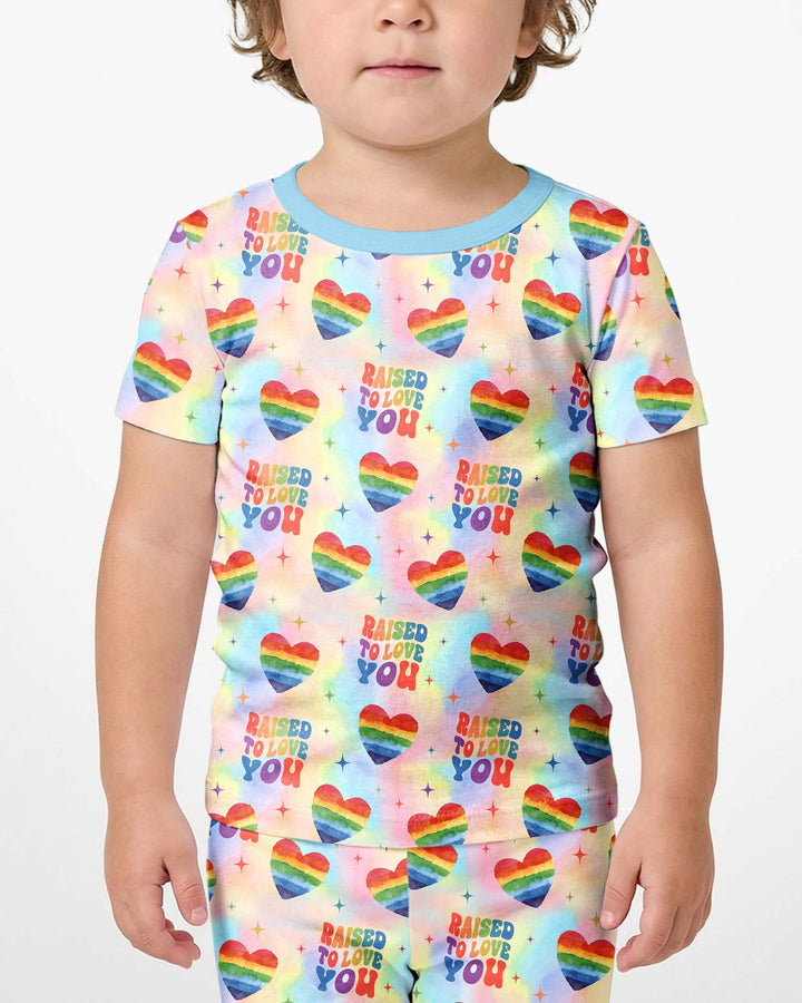 Raised To Love You Bamboo Two Piece Short Sleeve Shorts Pajama Set