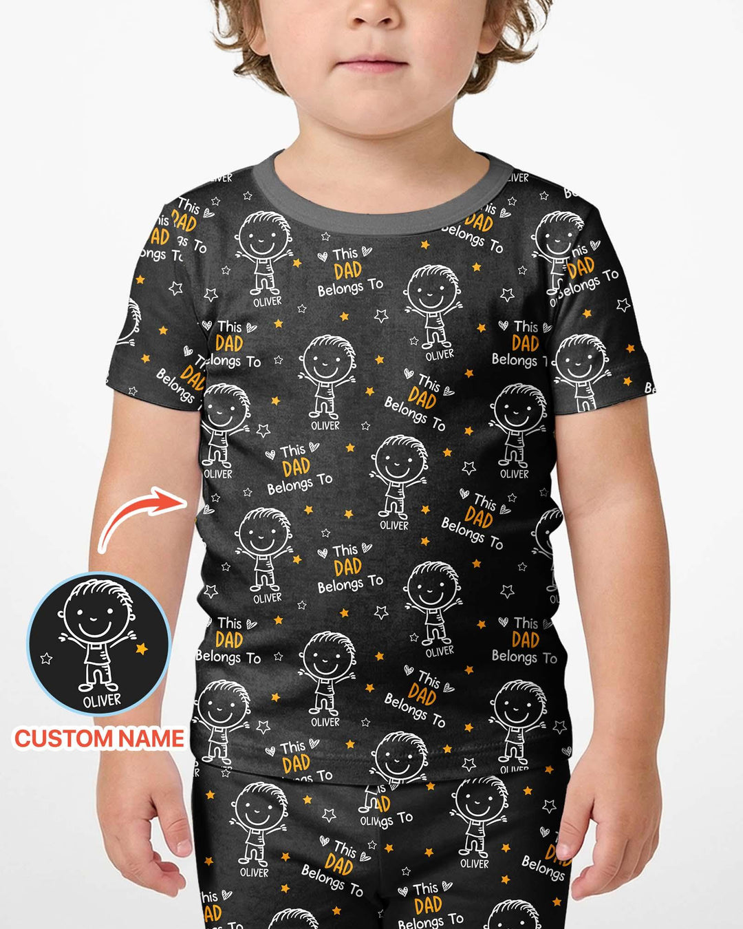 Custom Name This Dad Belongs To Doodle Bamboo Two Piece Short Sleeve Shorts Pajama Set