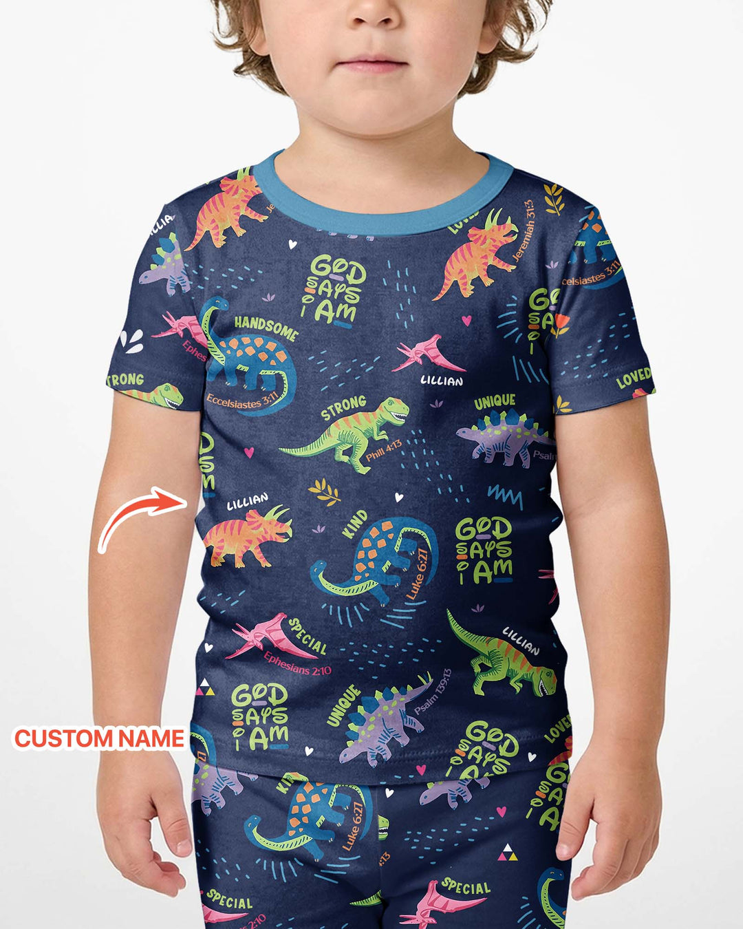 Custom Name God says I am Dinosaur Bamboo Two Piece Short Sleeve Shorts Pyjamas Set