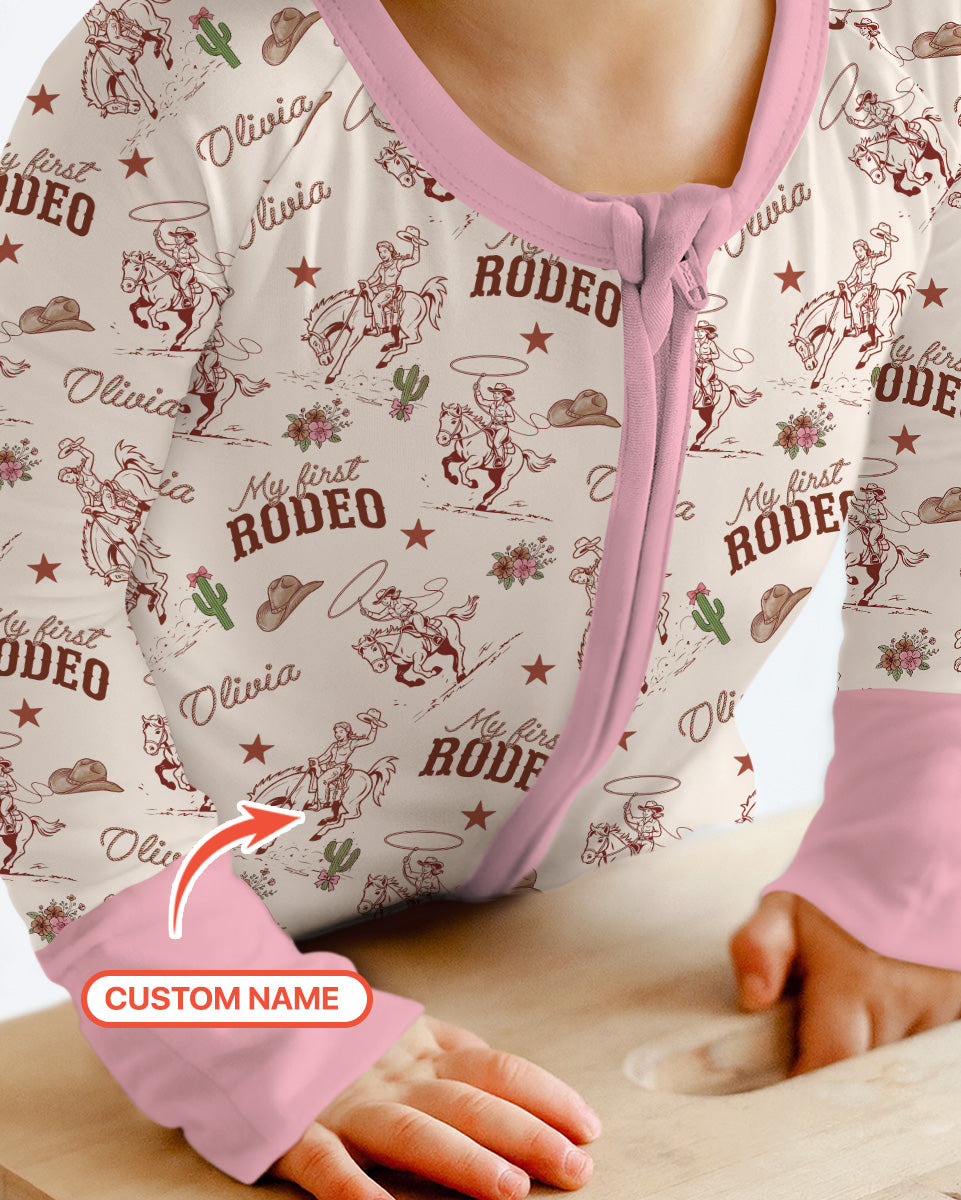 Custom Name First Rodeo Family Matching Bamboo Convertible Zippy