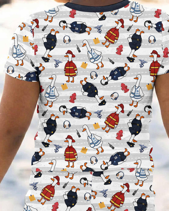 Rescue Goose Squad Bamboo Two Piece Short Sleeve Pajama Set
