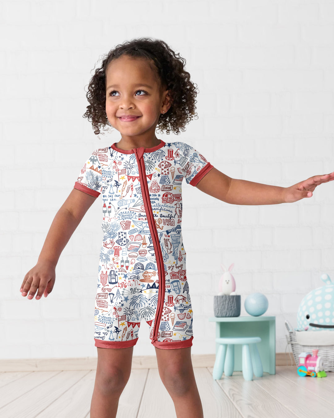 Liberty Doodle 250th Family Matching Bamboo Shorty Zippy