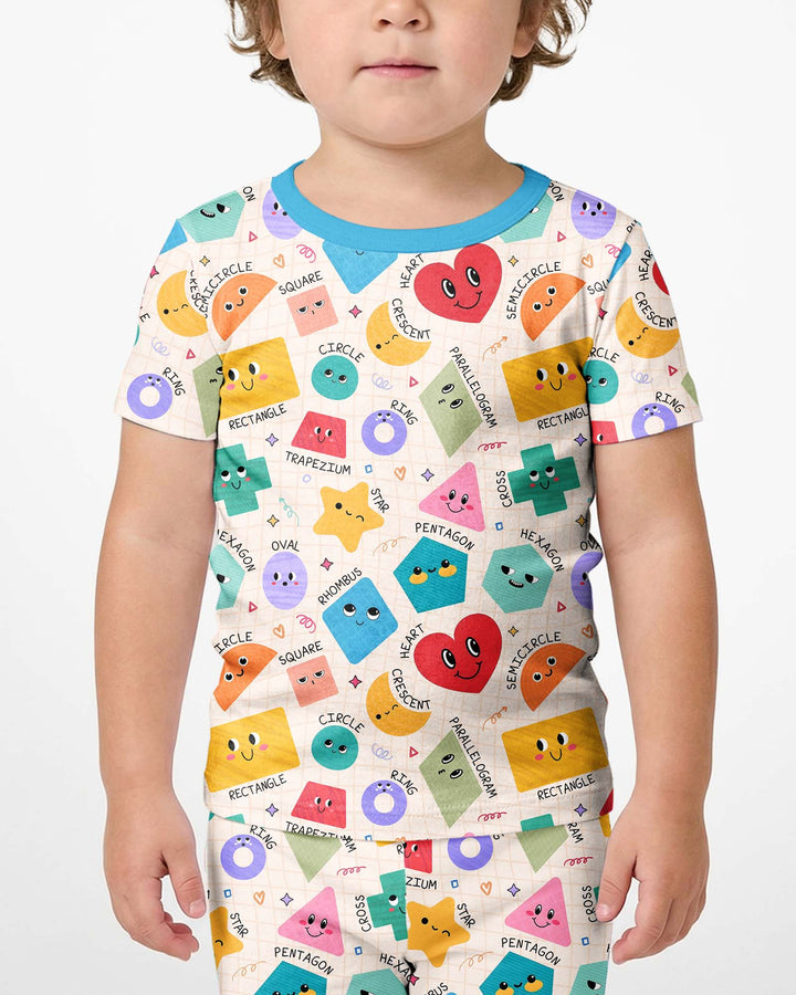 Happy Shape Squad Family Matching Bamboo Two Piece Short Sleeve Shorts Pajama Set
