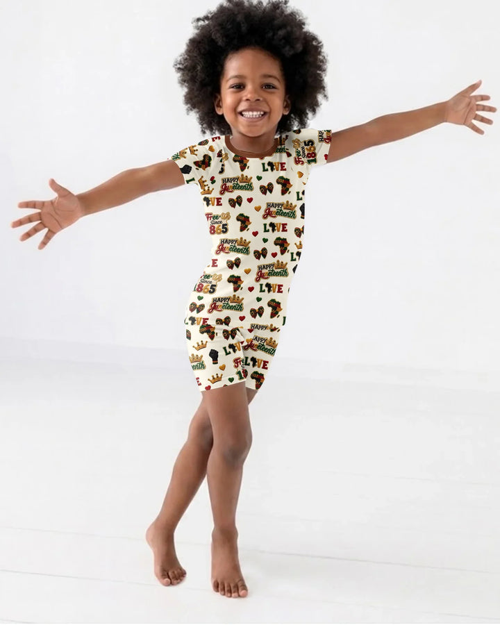 Juneteenth Free-ish Since 1865 Bamboo Two Piece Short Sleeve Shorts Pajama Set
