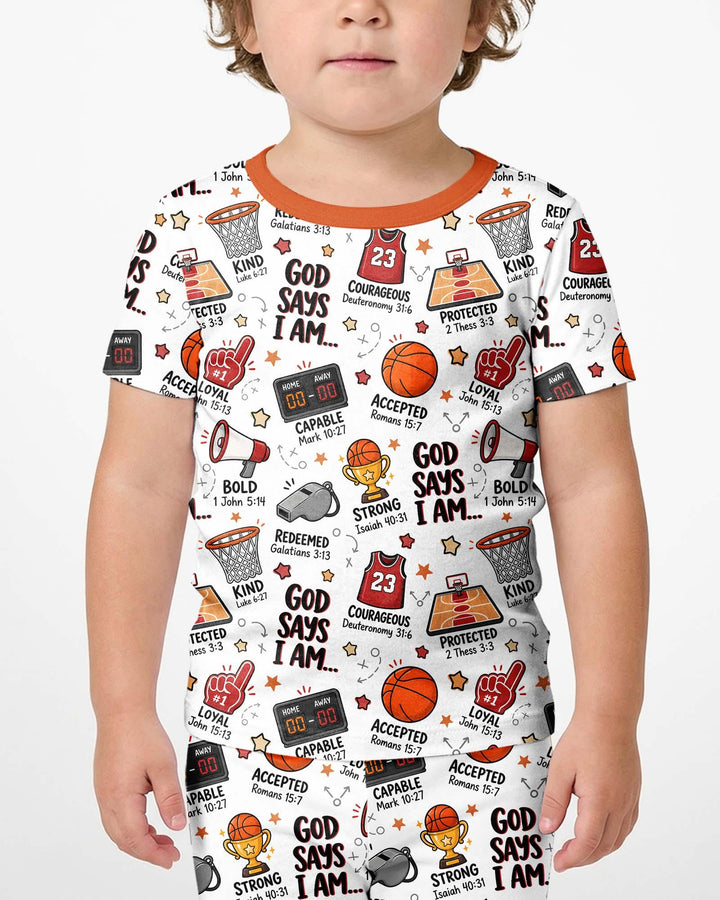 Basketball God Says I Am Bamboo Two Piece Short Sleeve Shorts Pajama Set