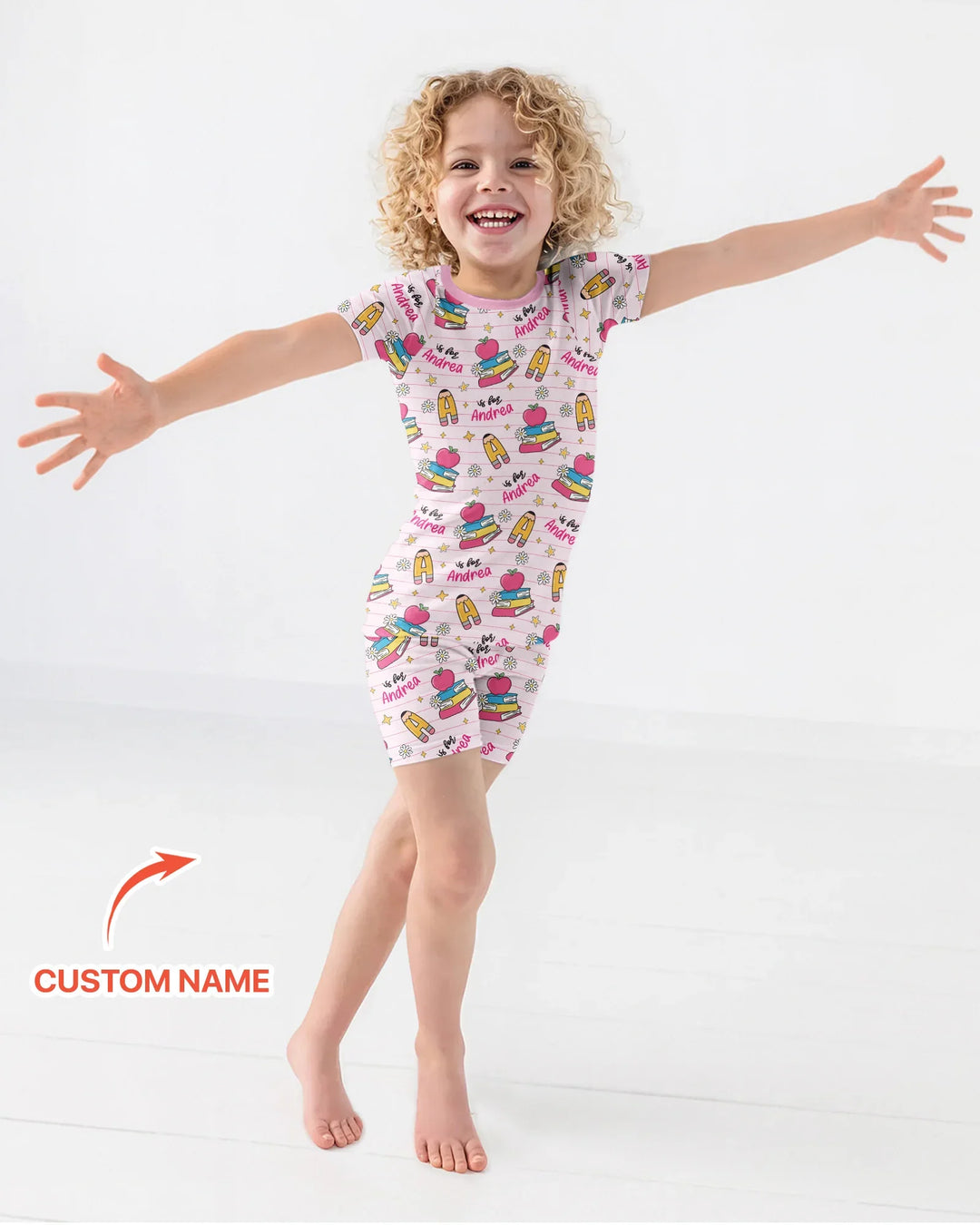 First Day of School Bamboo Two Piece Short Sleeve Shorts Pajama Set
