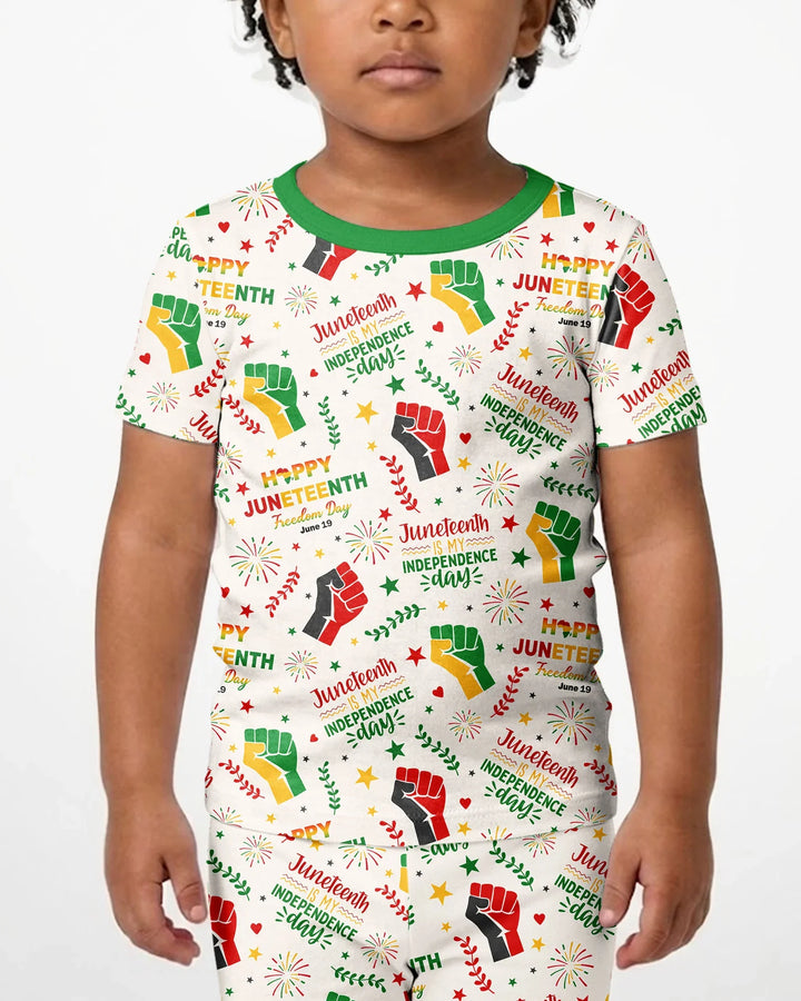 Happy Juneteenth Freedom Day Bamboo Two Piece Short Sleeve Shorts Pajama Set