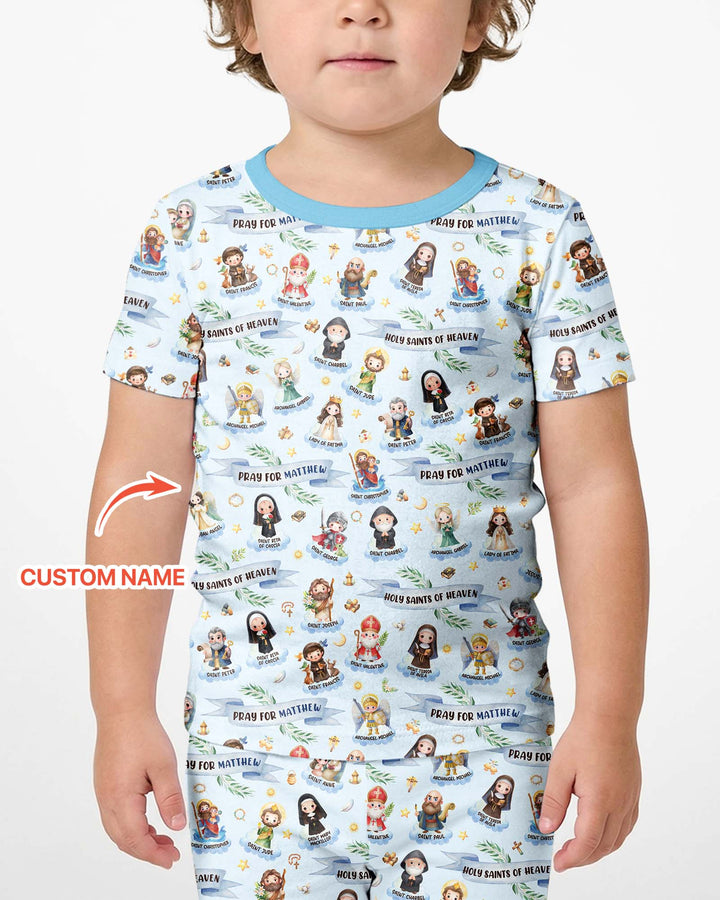 Holy Saints of Heaven Custom Name Bamboo Two Piece Short Sleeve Shorts Pajama Set