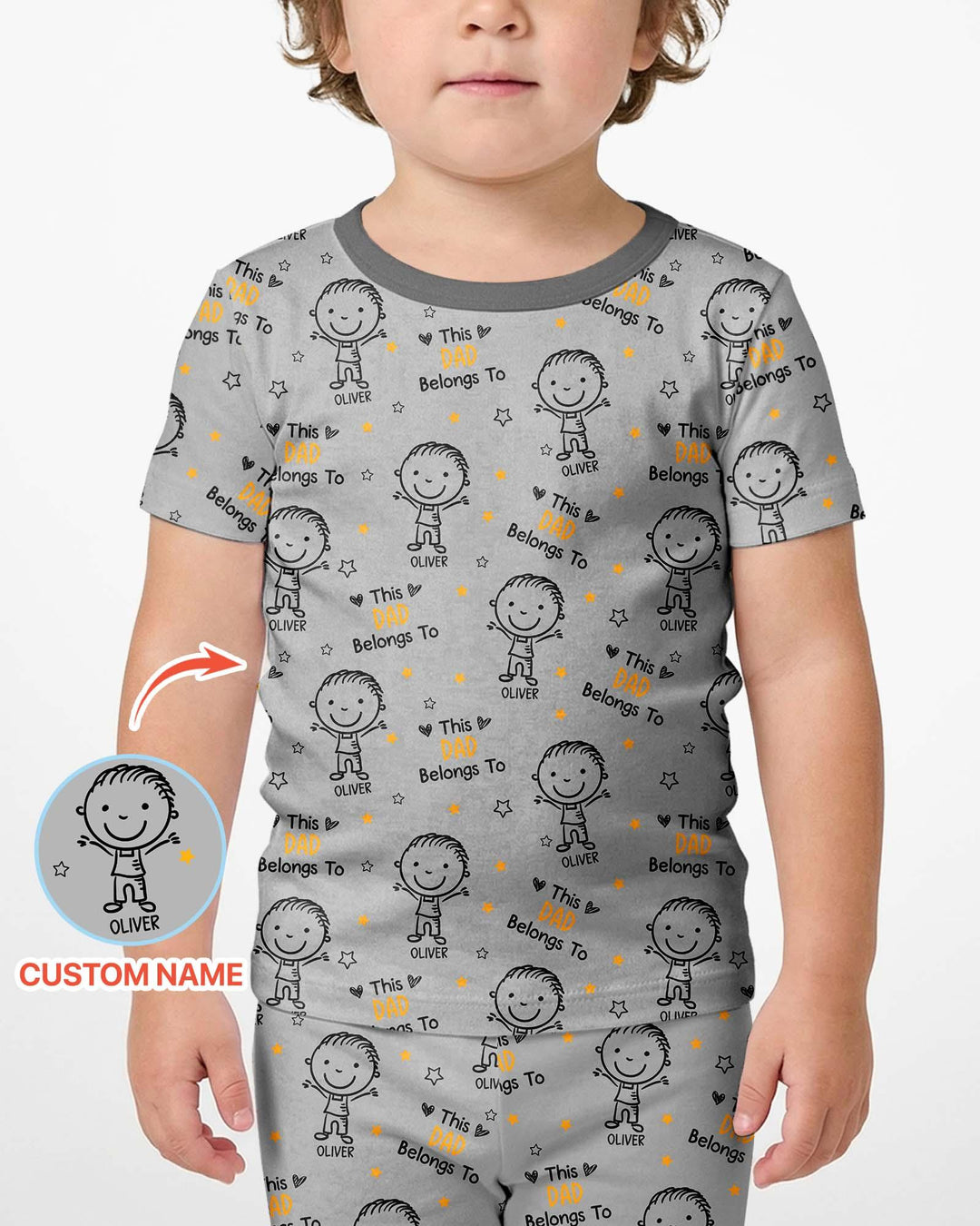 Custom Name This Dad Belongs To Doodle Bamboo Two Piece Short Sleeve Shorts Pajama Set