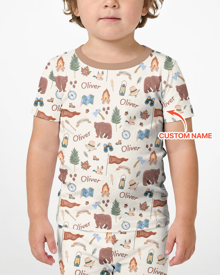 Custom Name Adventure Outdoors Bamboo Two Piece Short Sleeve Shorts Pajama Set