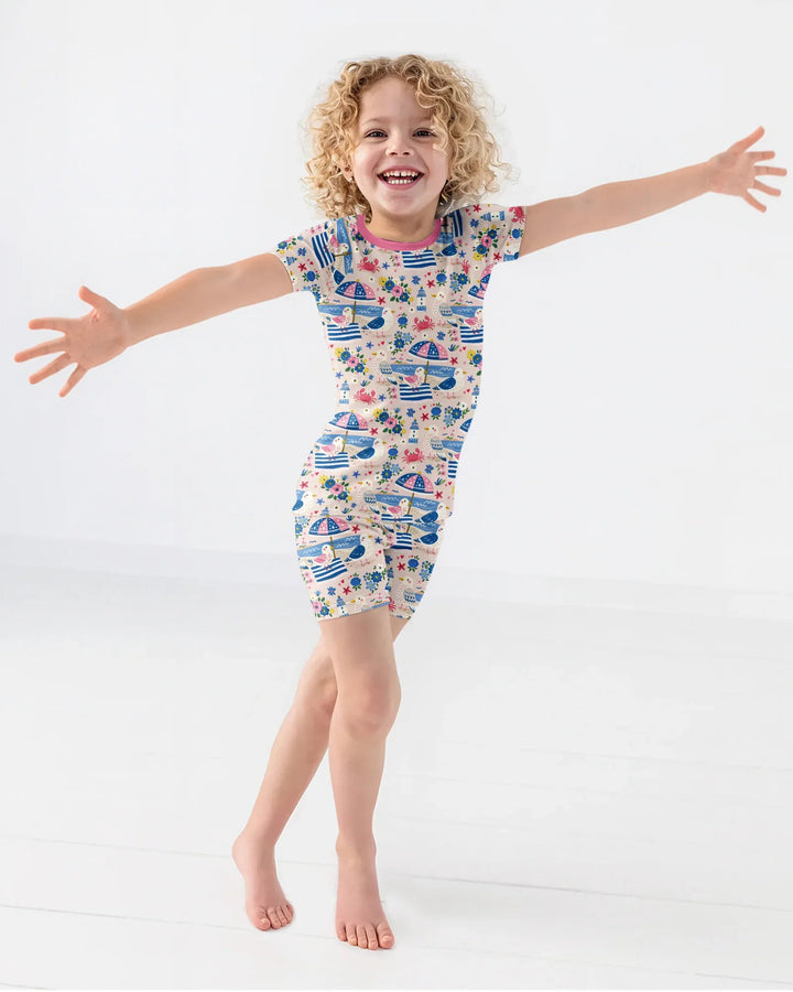 A Day At The Shore Bamboo Two Piece Short Sleeve Shorts Pajama Set