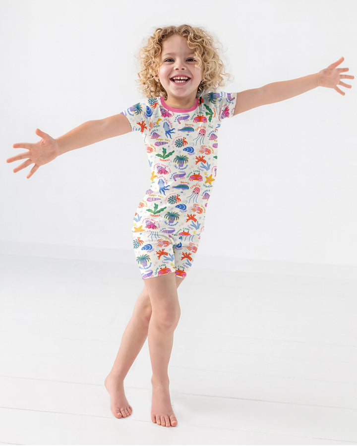 Tide Pool Pals Bamboo Two Piece Short Sleeve Shorts Pajama Set