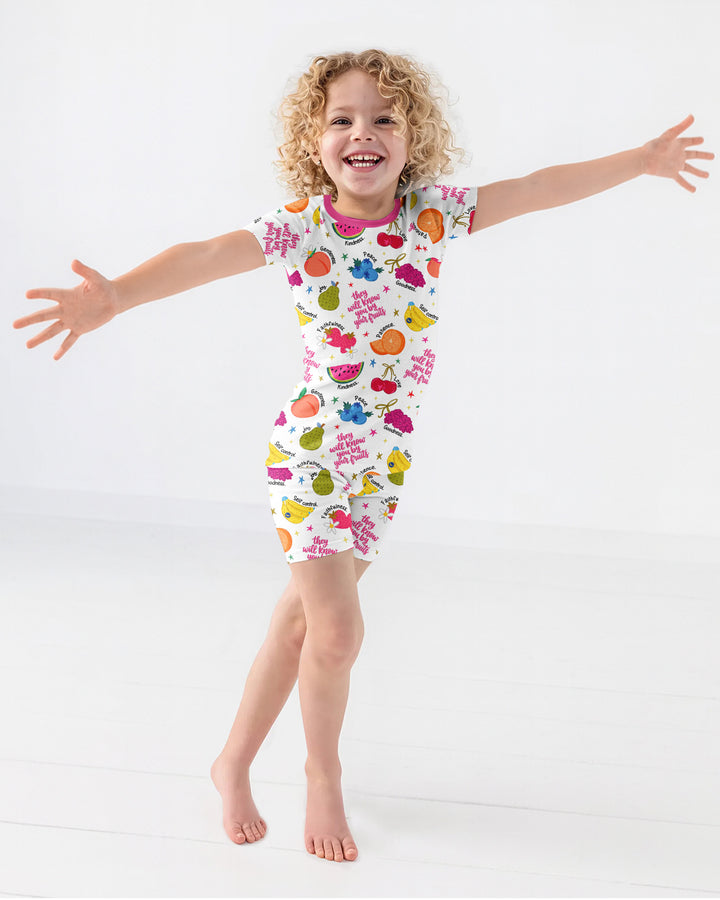 They Will Know You By Your Fruits Bamboo Two Piece Short Sleeve Shorts Pajama Set