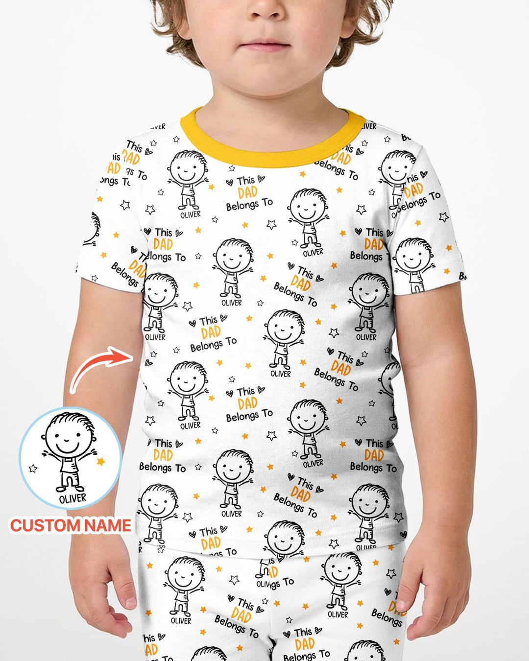 Custom Name This Dad Belongs To Doodle Bamboo Two Piece Short Sleeve Shorts Pajama Set