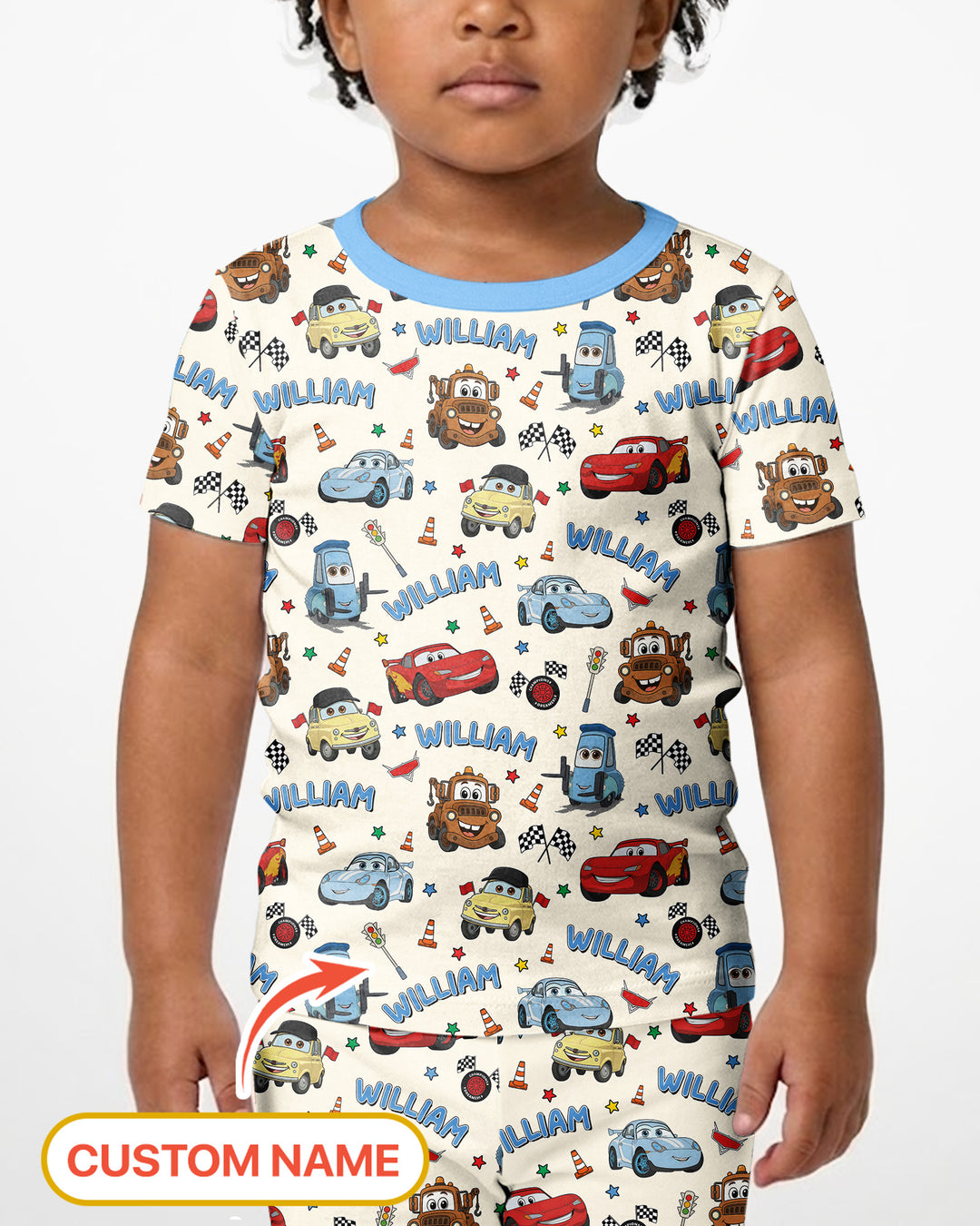 Car Movie Bamboo Two Piece Short Sleeve Shorts Pajama Set