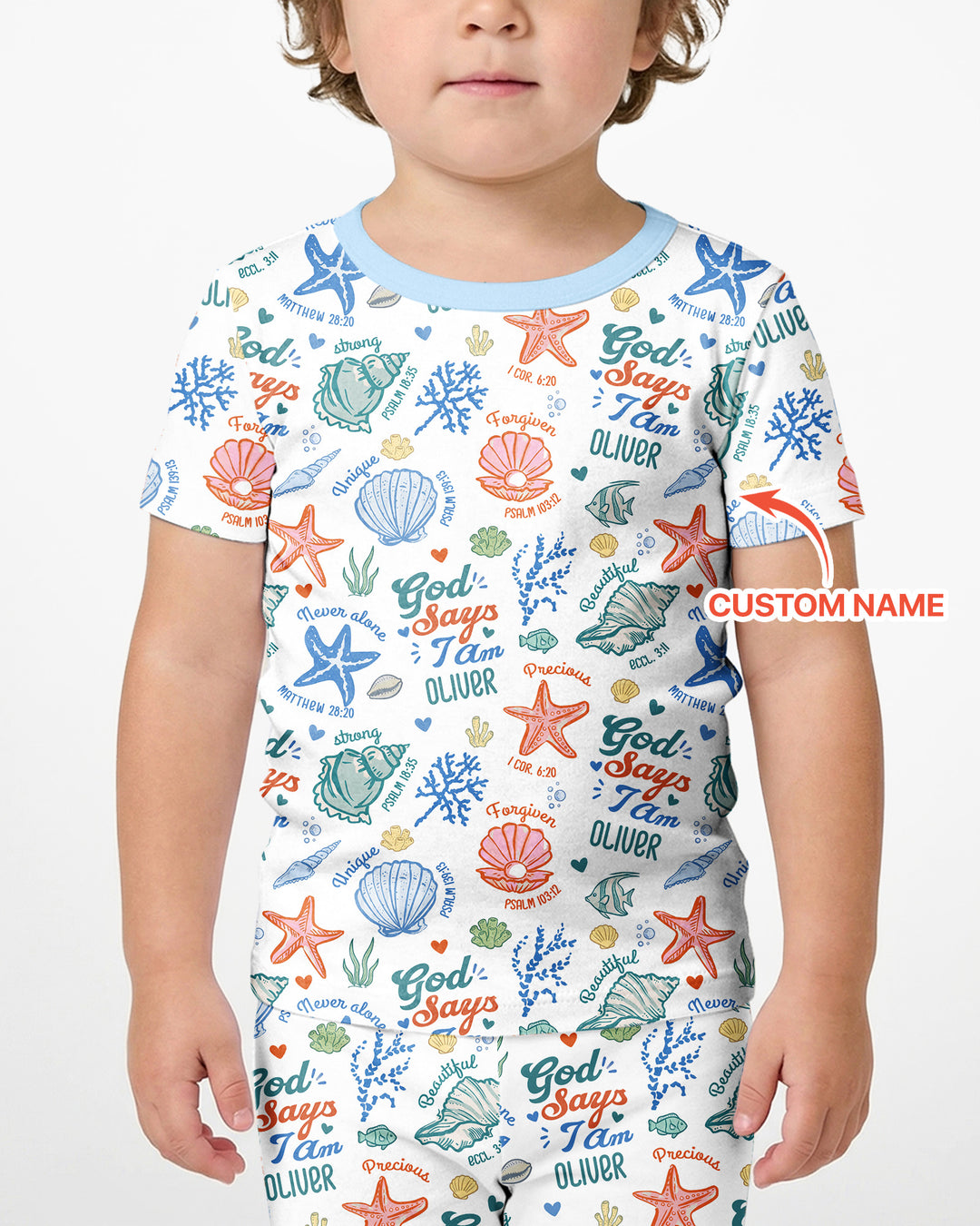 Coastal God Says I Am Custom Name Bamboo Two Piece Short Sleeve Shorts Pajama Set