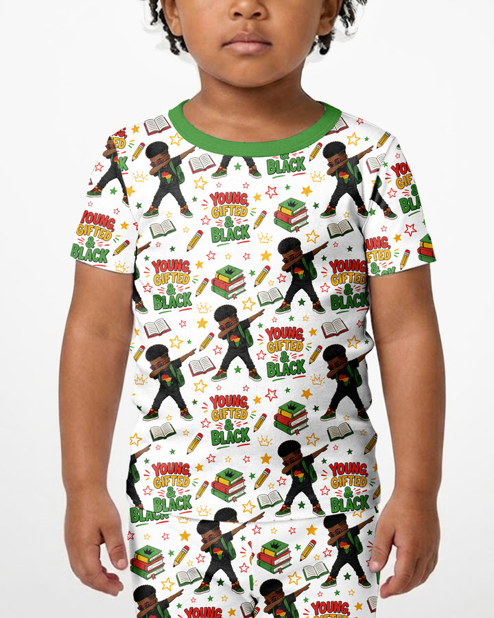 Black Boy Young Gifted & Black Bamboo Two Piece Short Sleeve Shorts Pajama Set