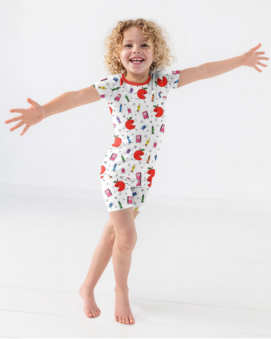Back To School Chasing Bamboo Two Piece Short Sleeve Shorts Pajama Set
