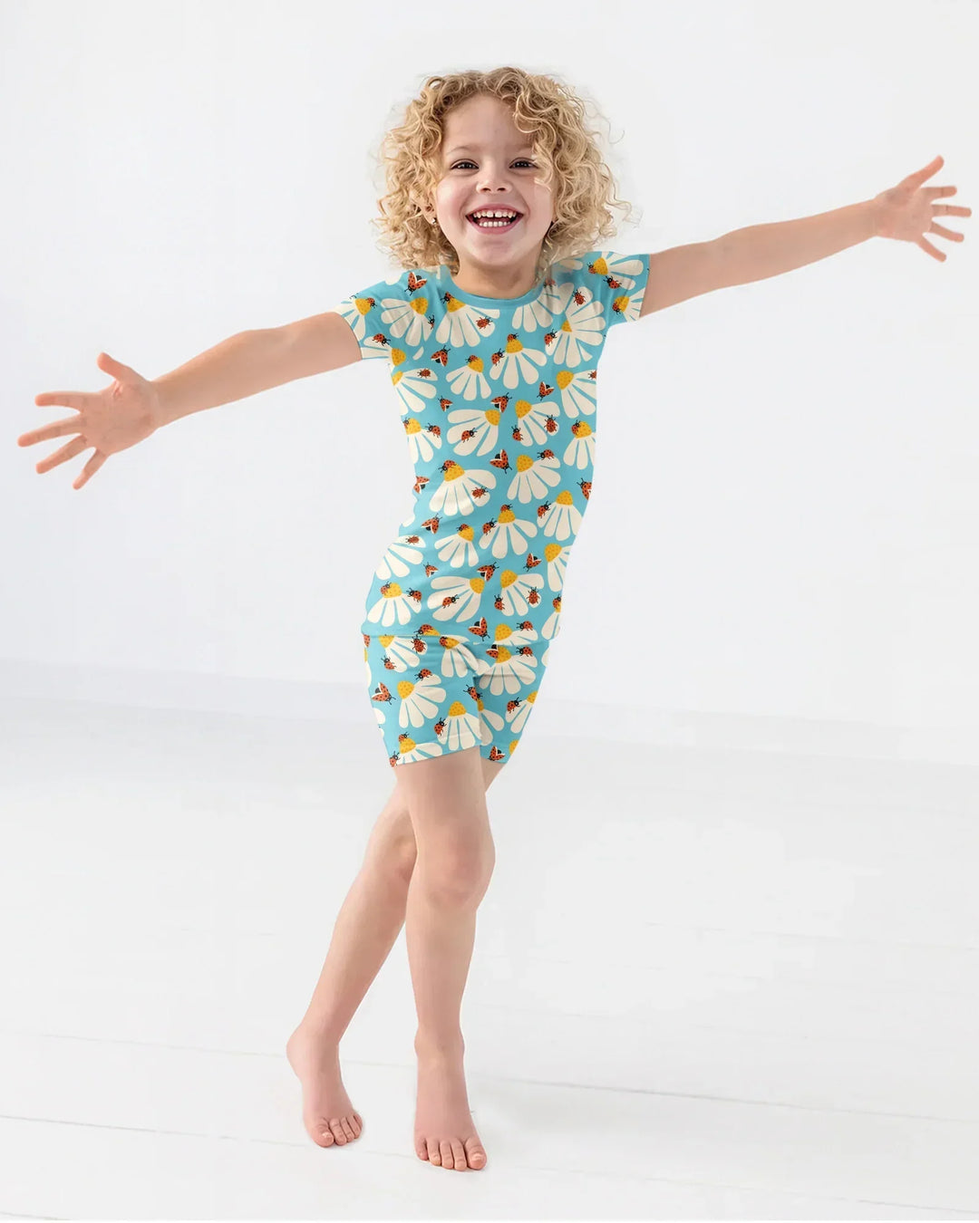 Lucky Little Bug Bamboo Two Piece Short Sleeve Shorts Pajama Set