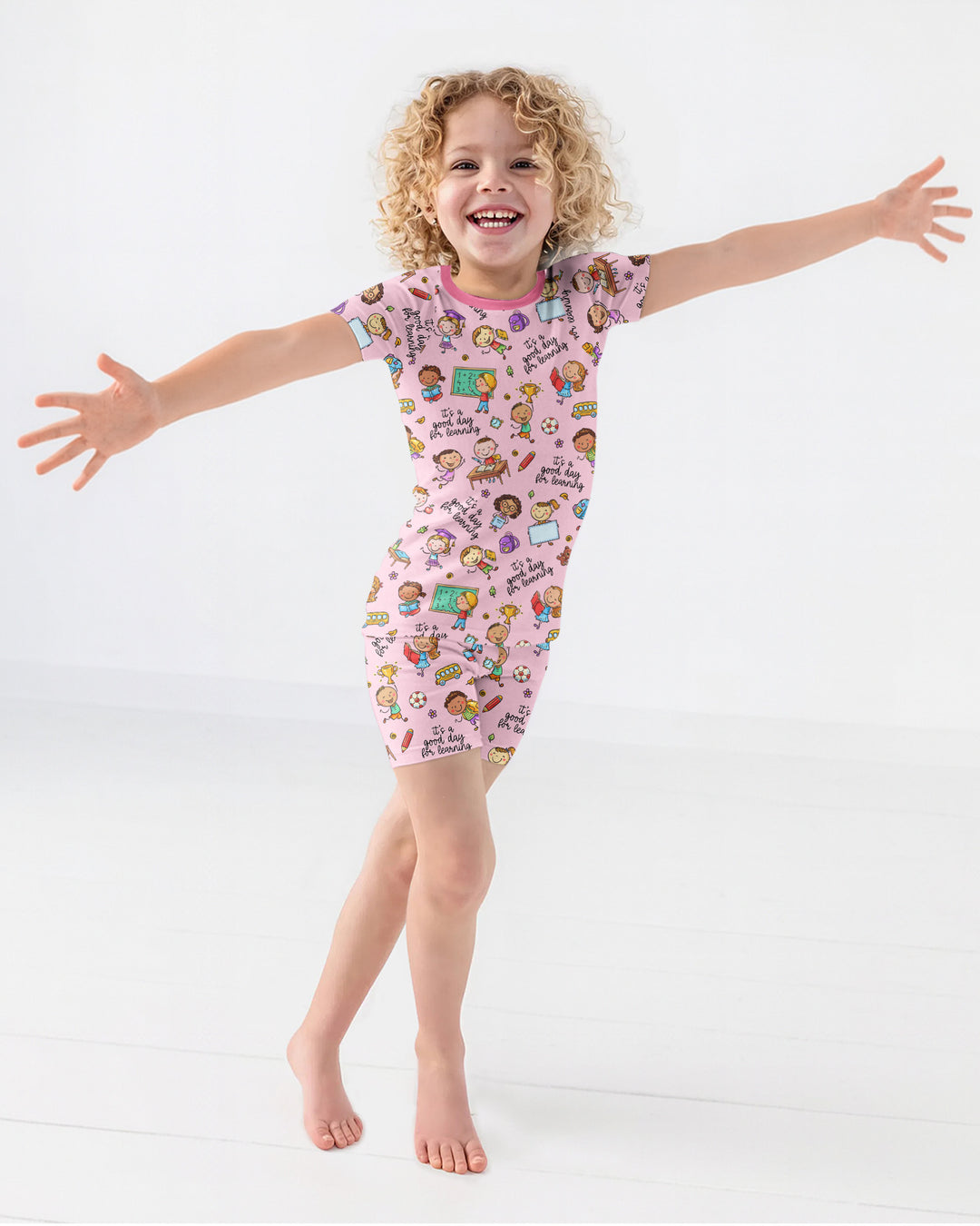 Little Learners Adventure Bamboo Two Piece Short Sleeve Shorts Pajama Set