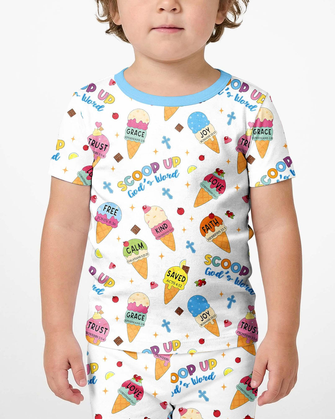 Ice Cream Summer Christian Bamboo Two Piece Short Sleeve Shorts Pajama Set
