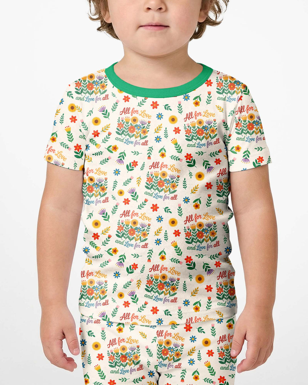 Love For All Family Matching Bamboo Two Piece Short Sleeve Shorts Pajama Set
