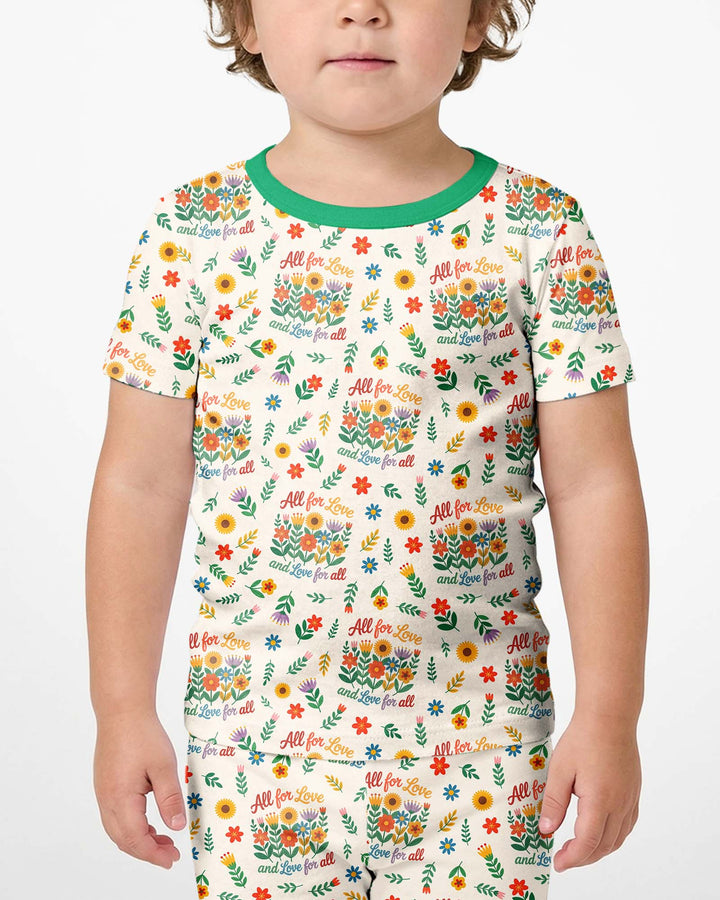 Love For All Family Matching Bamboo Two Piece Short Sleeve Shorts Pajama Set