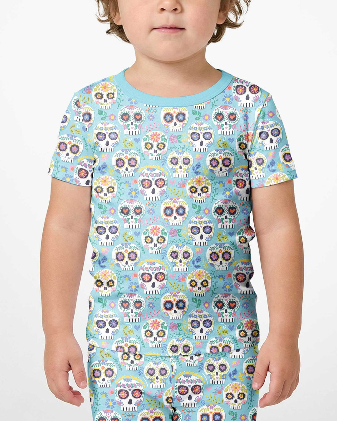 Floral Skull Bamboo Two Piece Short Sleeve Shorts Pajama Set