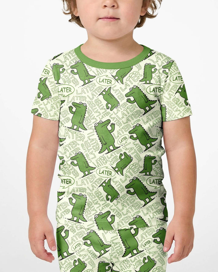 See you later, alligator! Bamboo Two Piece Short Sleeve Shorts Pajama Set
