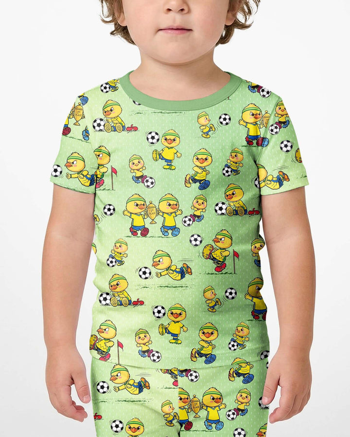 Brasil Soccer Fan Family Matching Bamboo Two Piece Short Sleeve Shorts Pajama Set