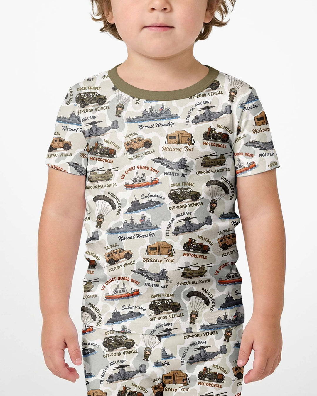Little Hero Military Family Matching Bamboo Two Piece Short Sleeve Shorts Pajama Set