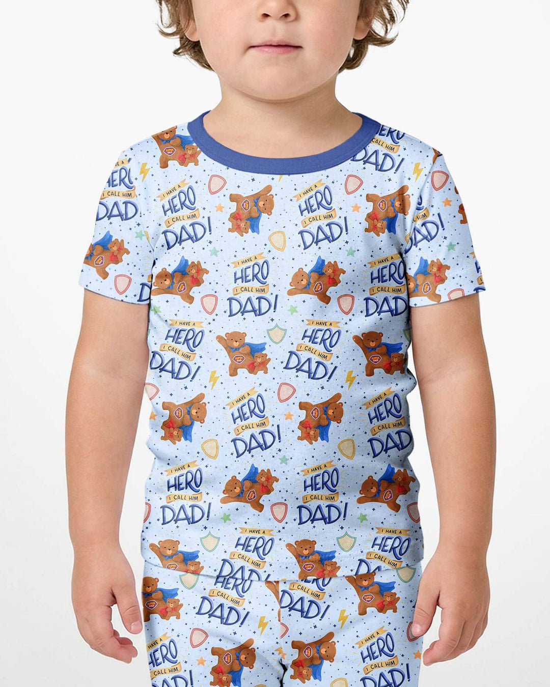 I Have A Hero Daddy & Me Matching Bamboo Two Piece Short Sleeve Shorts Pajama Set