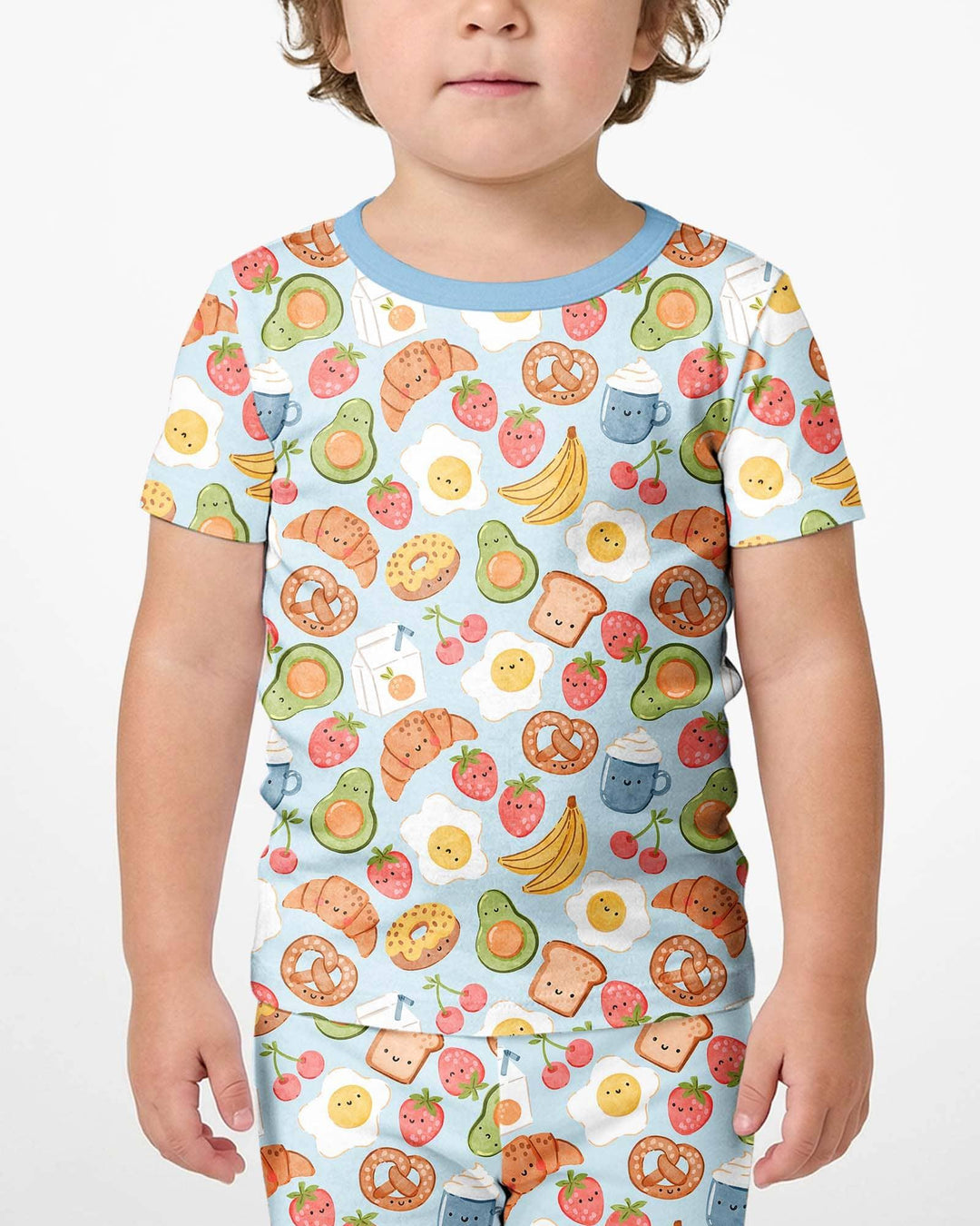 Breakfast Buddies Family Matching Bamboo Two Piece Short Sleeve Shorts Pajama Set