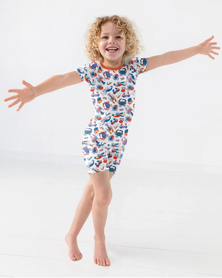 Crustacean Nation Family Matching Bamboo Two Piece Short Sleeve Shorts Pajama Set
