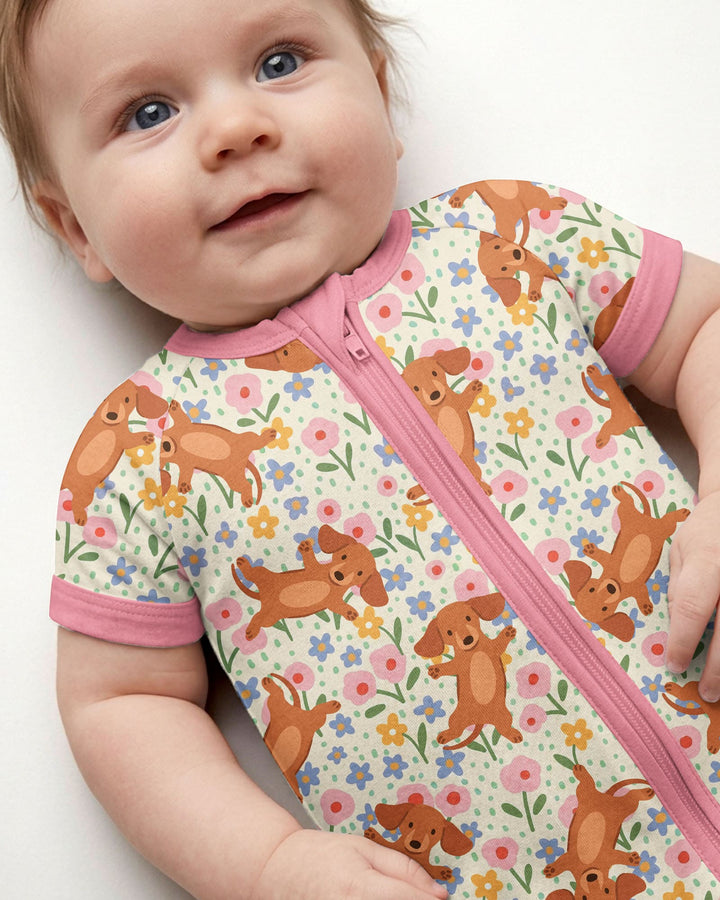 Dachshund Blooms Family Matching Bamboo Shorty Zippy