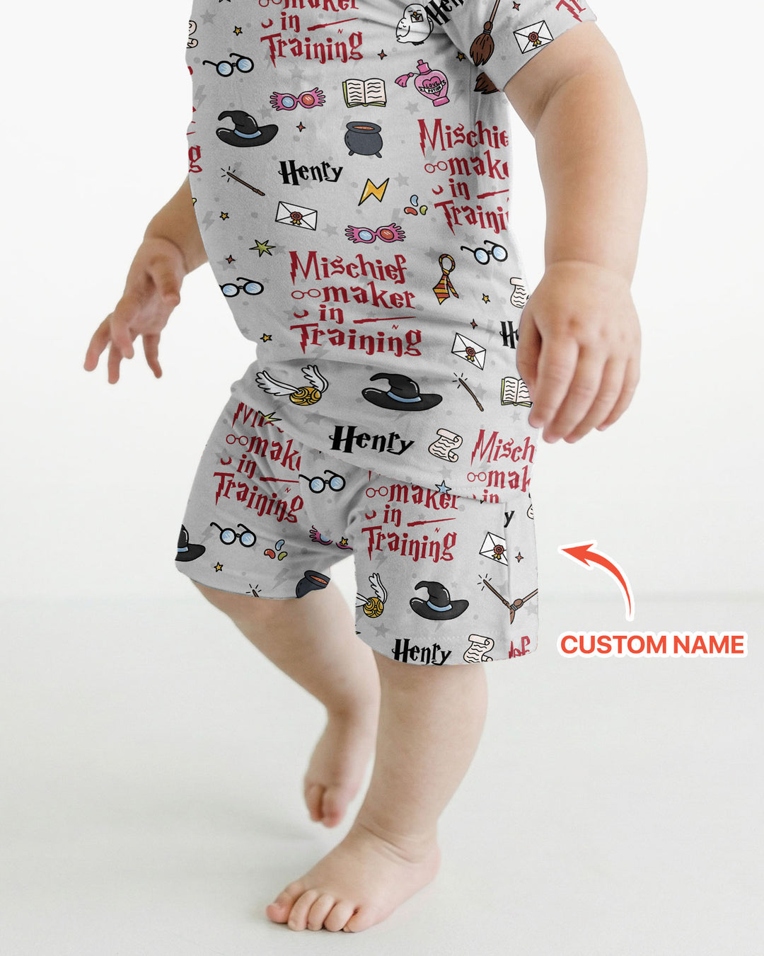 Custom Name Mischief Maker In Training Bamboo Two Piece Short Sleeve Shorts Pajama Set