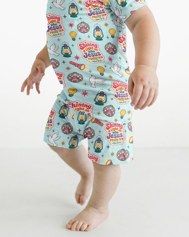 VBS Shining A Light On Who Jesus Really Is Bamboo Two Piece Short Sleeve Shorts Pajama Set