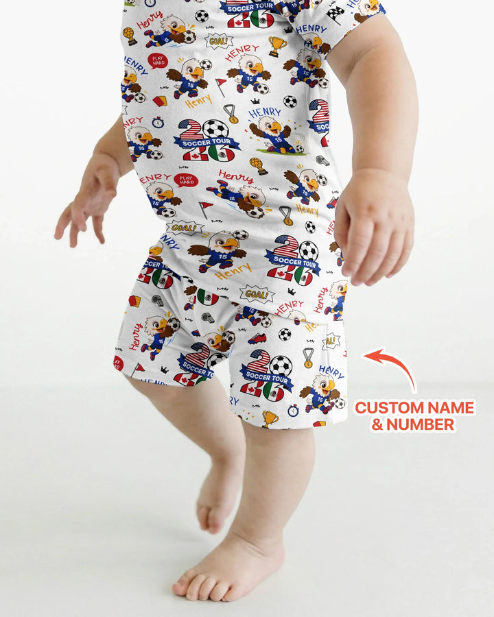 USA We Are Champions Soccer Tour 2026 Bamboo Two Piece Short Sleeve Shorts Pajama Set
