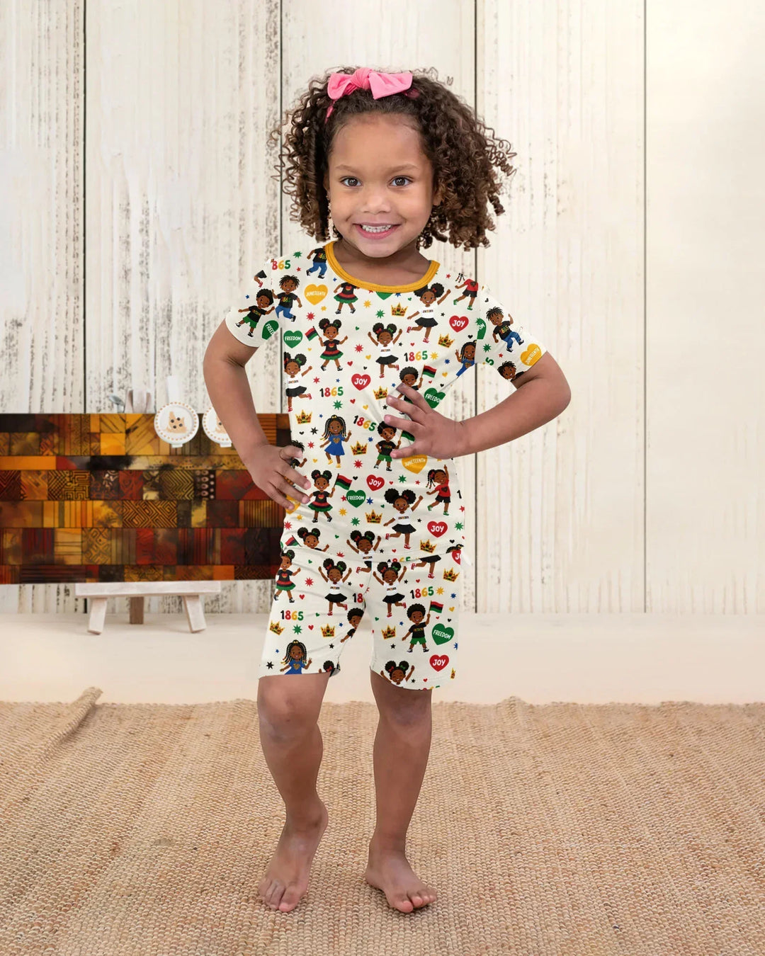 Celebrate Juneteenth Freedom Bamboo Two Piece Short Sleeve Shorts Pajama Set