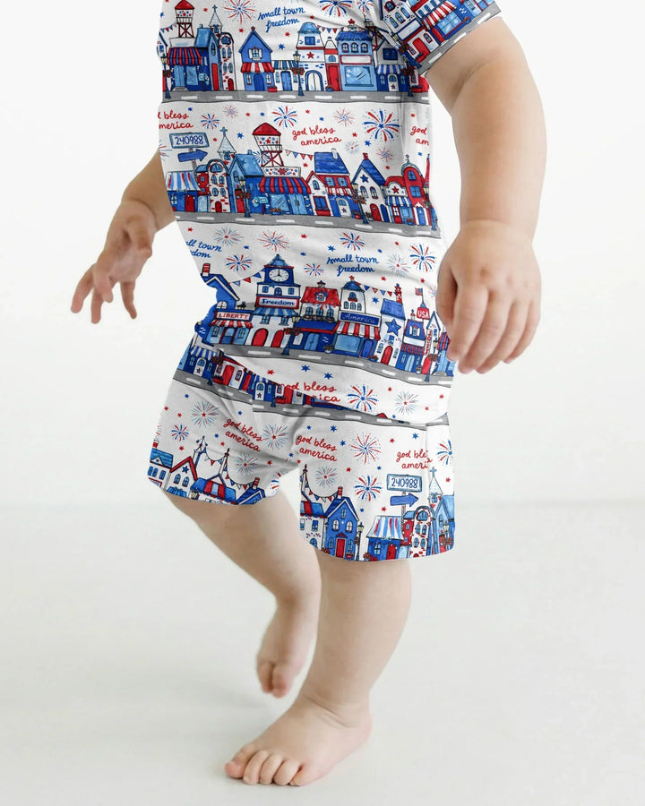 Small Town Freedom USA Bamboo Two Piece Short Sleeve Shorts Pajama Set