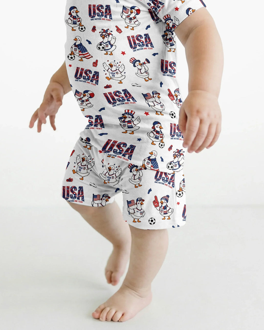 One Nation One Team Bamboo Two Piece Short Sleeve Shorts Pajama Set