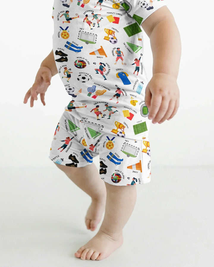 Soccer Fever All About The Game Two Piece Short Sleeve Shorts Pajama Set