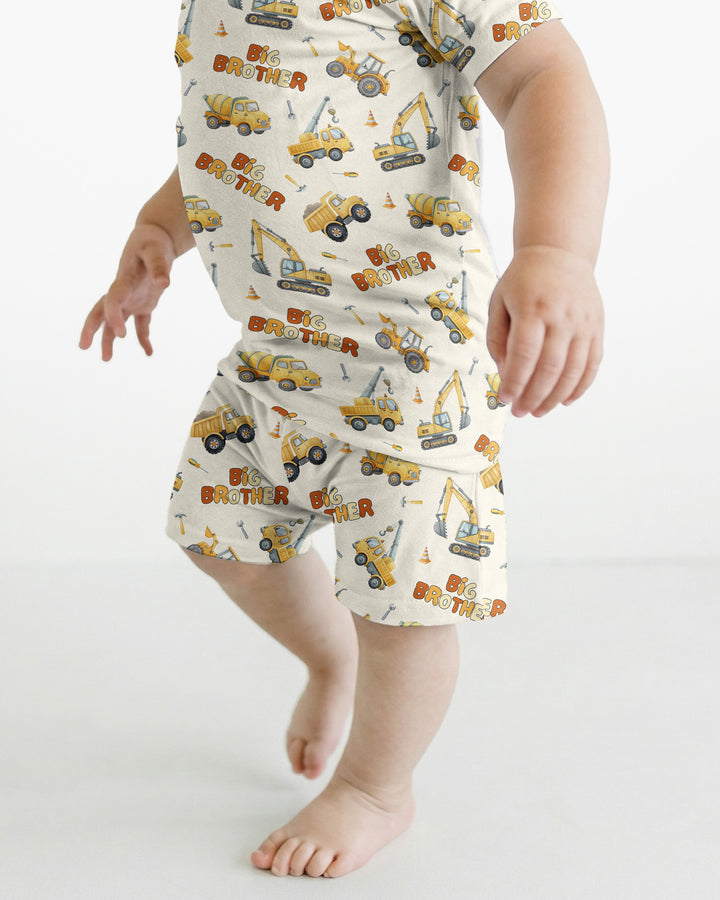 Custom Construction Matching Sibling Bamboo Two Piece Short Sleeve Shorts Pajama Set