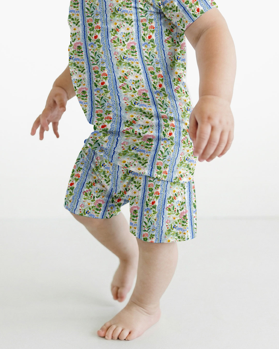 Paste Floral Girl Bamboo Two Piece Short Sleeve Shorts Pajama Set