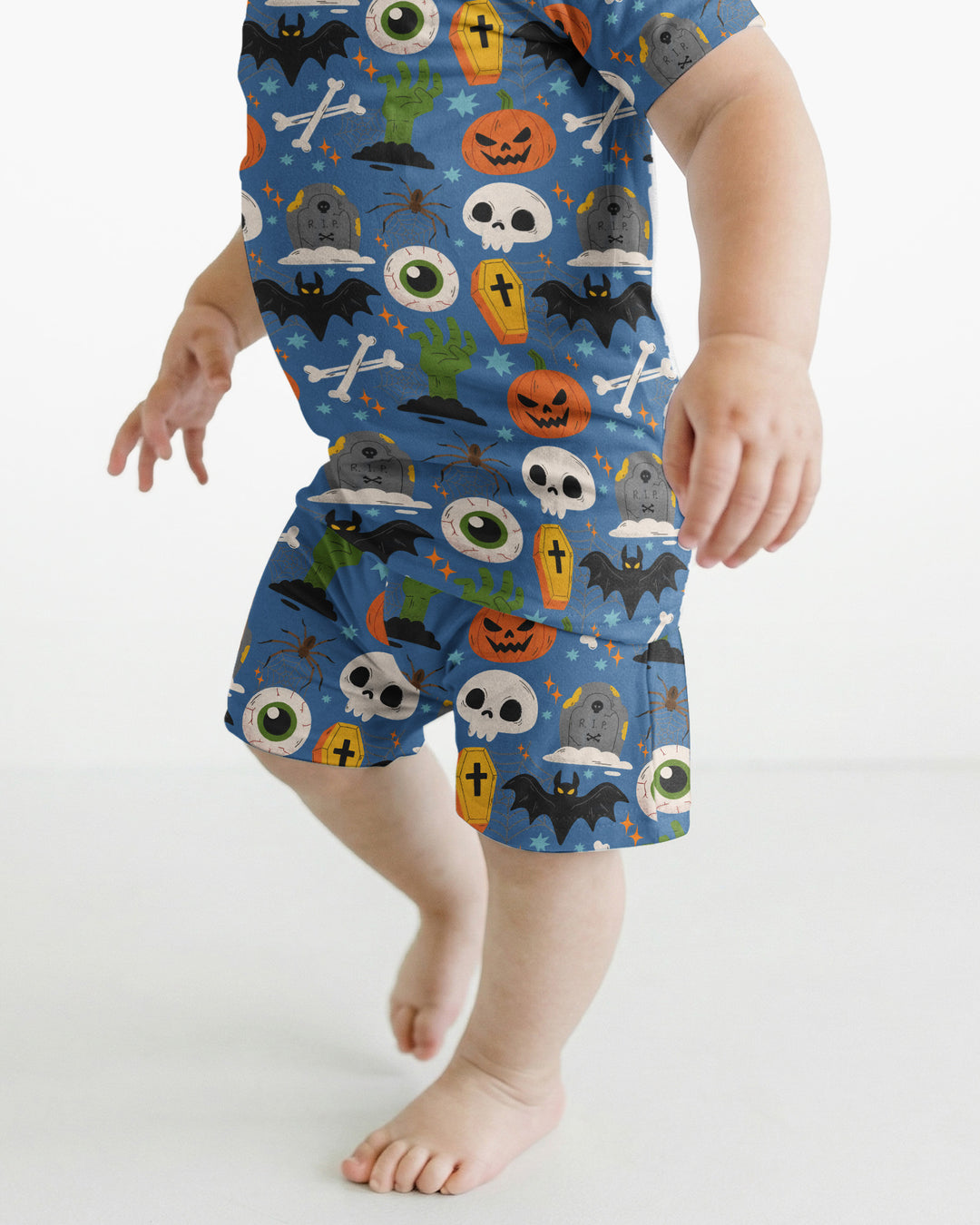 Little Monsters Bamboo Two Piece Short Sleeve Shorts Pyjamas Set For Halloween
