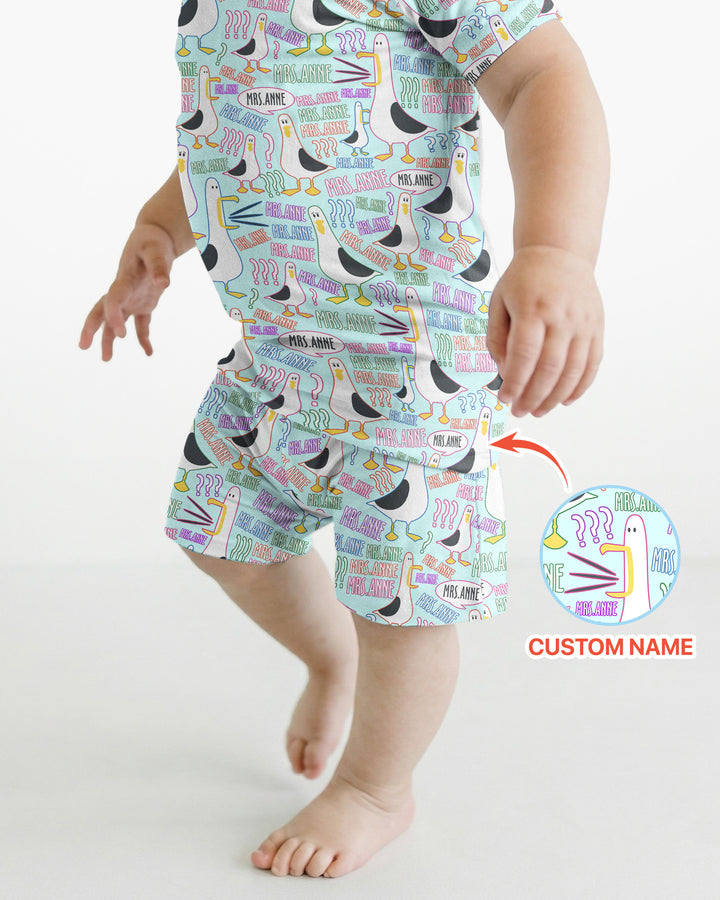 Teacher Teacher Teacher Funny Seagull Bamboo Two Piece Short Sleeve Shorts Pajama Set