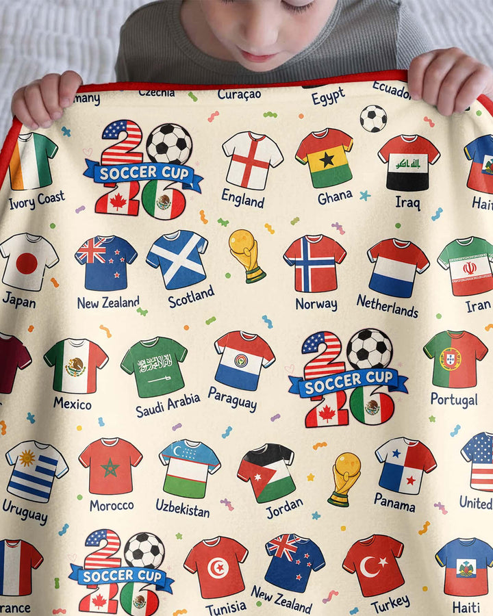 2026 Soccer World Jersey Flag Bamboo Blanket
