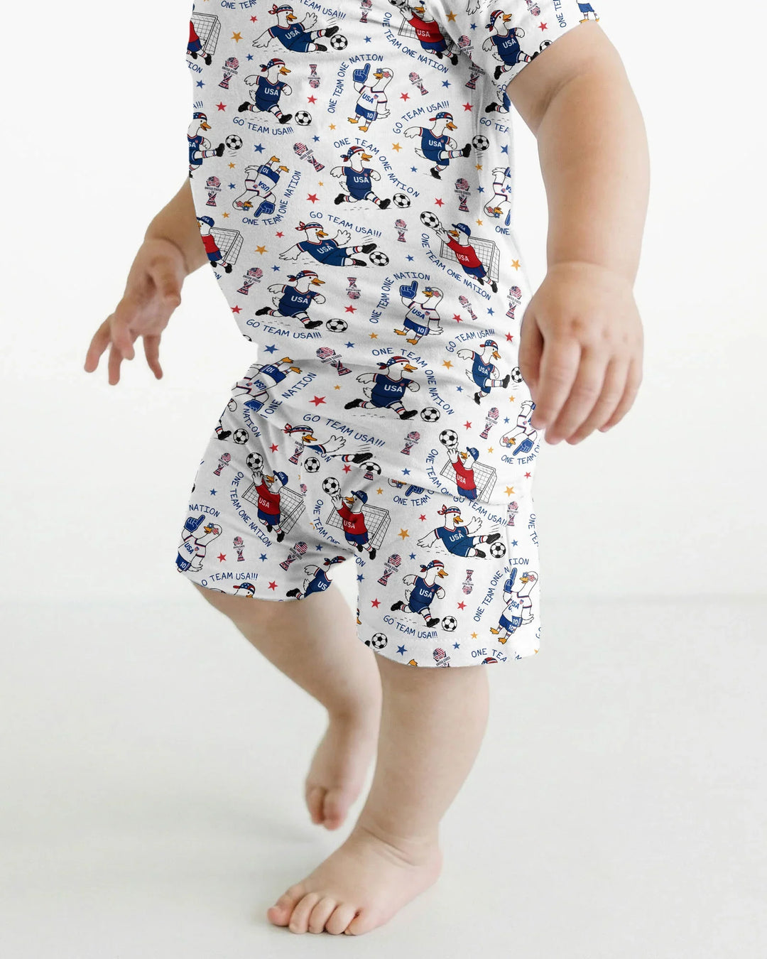 USA Soccer Goose Family Matching Bamboo Two Piece Short Sleeve Shorts Pajama Set