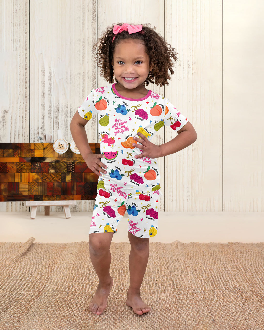 They Will Know You By Your Fruits Bamboo Two Piece Short Sleeve Shorts Pajama Set