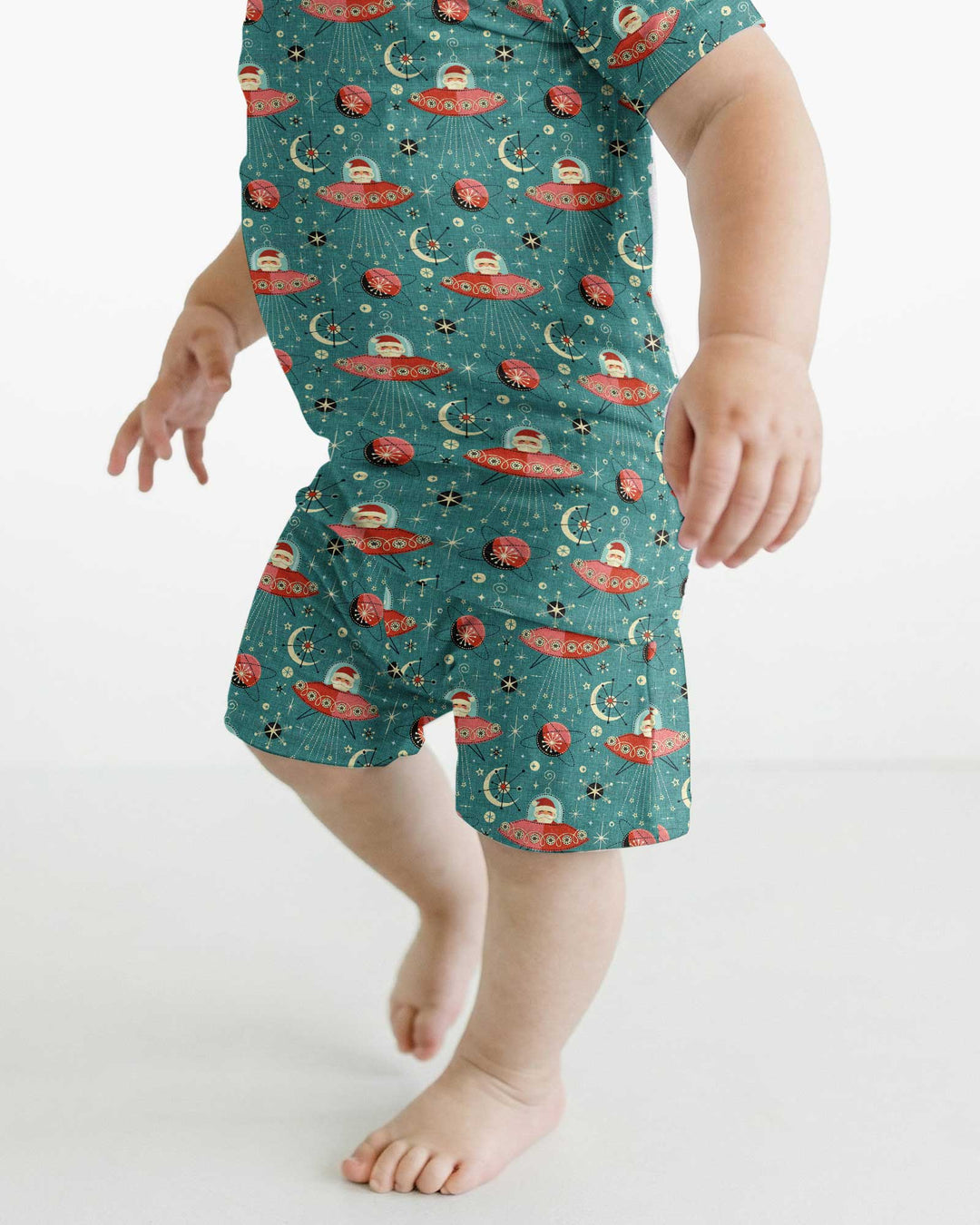 Atomic Santas in Space Bamboo Two Piece Short Sleeve Shorts Pajama Set